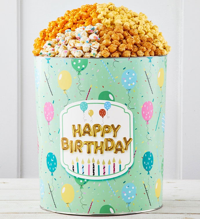 Birthday Wishes 2 Gallon 3 Flavor Popcorn Tin